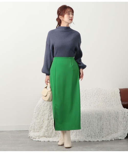 CHILLE（チル）の「ポンチタイトスリットスカート（スカート・レディース・ブラウン/グリーン/ブラック・FREE）」の7枚目の写真