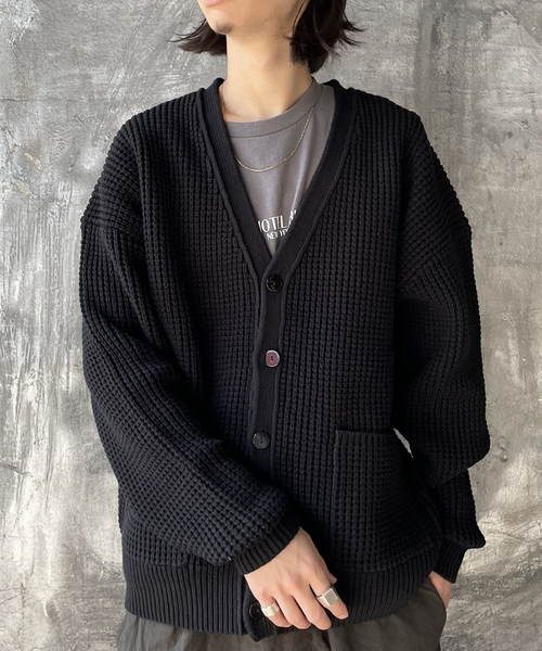 Oriens JOURNAL STANDARD（オリエンス ジャーナルスタンダード）の「Popcorn Knit CD/ポップコーンニットカーディガン（カーディガン/ボレロ・メンズ・カーキ/アイボリー/ブラック・MEDIUM/LARGE）」の3枚目の写真