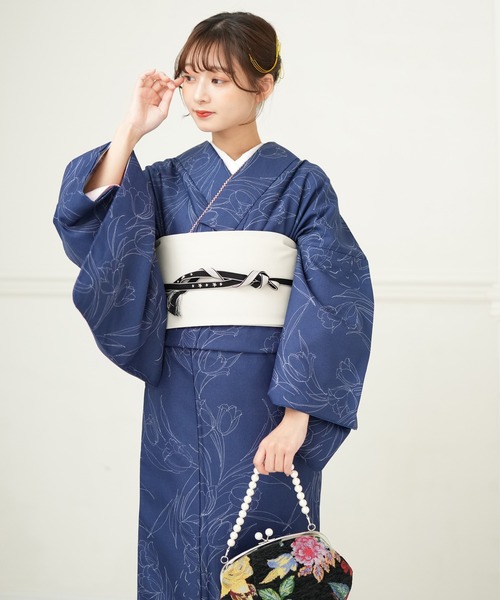 振袖 チューリップ 紺 振袖 チューリップ 紺