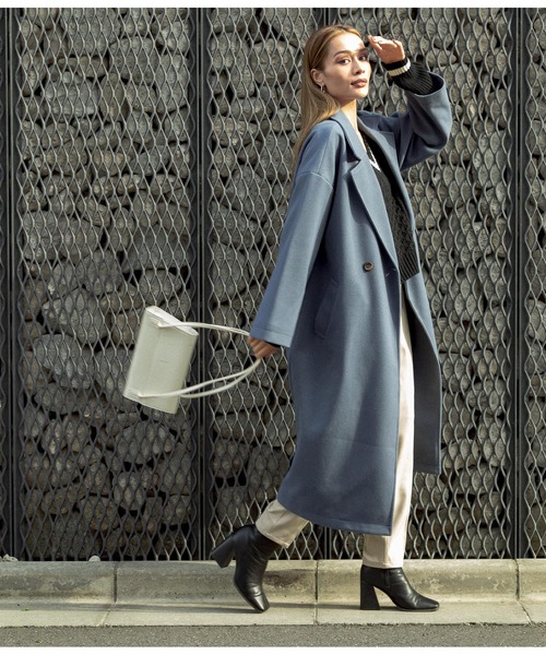 ANAP（アナップ）の「ダブルボタンロングテーラードコート（チェスターコート・レディース・グレー/アイボリー/グリーン/ブルー/ブラック・FREE）」の5枚目の写真