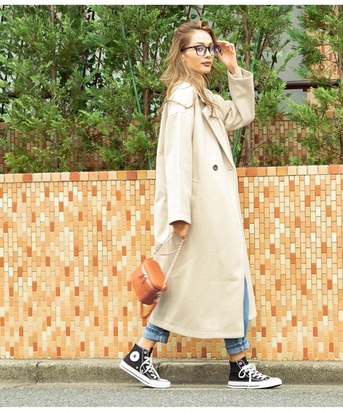 ANAP（アナップ）の「ダブルボタンロングテーラードコート（チェスターコート・レディース・グレー/アイボリー/グリーン/ブルー/ブラック・FREE）」の14枚目の写真