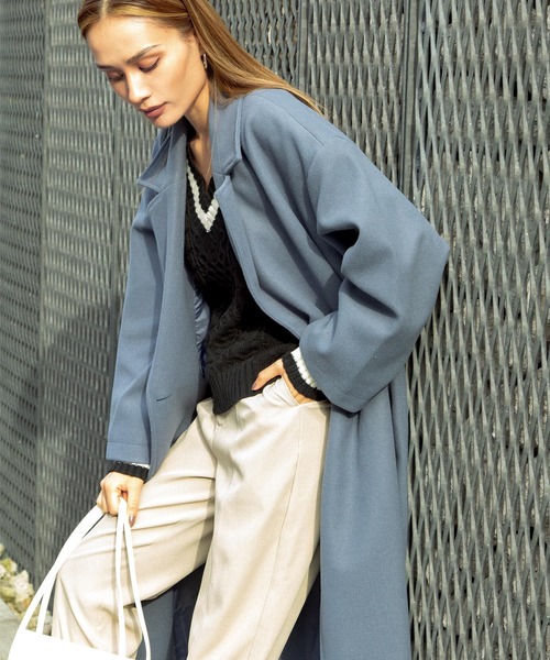 ANAP（アナップ）の「ダブルボタンロングテーラードコート（チェスターコート・レディース・グレー/アイボリー/グリーン/ブルー/ブラック・FREE）」の17枚目の写真