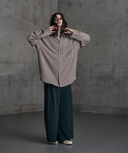 shiki tokyo（シキトウキョウ）の「Oversized Stitch Zip Shirt