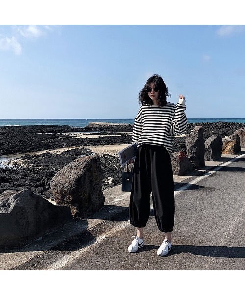 Burner(バーナー)の「【OKUOKU 0909】ラウンドネック ボーダー ロングスリーブ Tシャツ oku-tops-685604443846-14(Tシャツ/カットソー・レディース・A/B・FREE)」の10枚目の写真