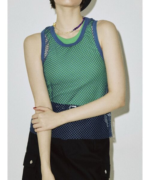 jouetie（ジュエティ）の「カラーメッシュタンク（タンクトップ・レディース・オフホワイト/ブラック/ボルドー/オレンジ/ブルー・MEDIUM）」の12枚目の写真
