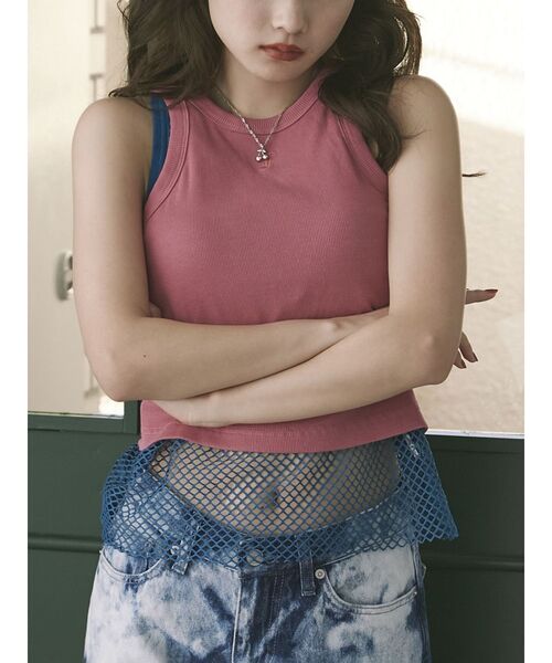 jouetie（ジュエティ）の「カラーメッシュタンク（タンクトップ・レディース・オフホワイト/ブラック/ボルドー/オレンジ/ブルー・MEDIUM）」の14枚目の写真