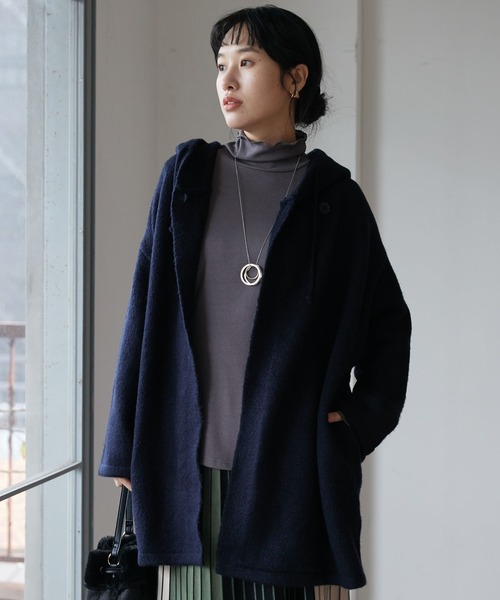 CRAFT STANDARD BOUTIQUE(クラフトスタンダードブティック)の「ニットコーディガン(その他アウター・レディース・ダークネイビー/グリーン/グレイッシュベージュ・FREE)」の3枚目の写真