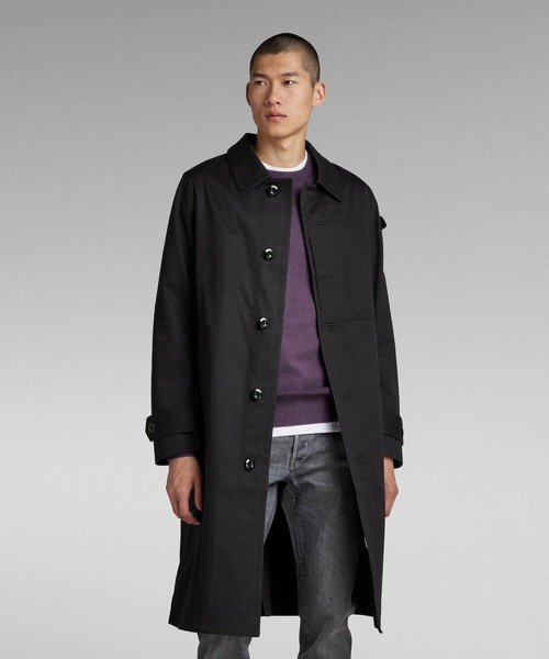 G-STAR RAW ヘビーウェイト ブラックデニム スリム トレンチコート S E NPP DENIM TRENCH/デニムトレンチコート（トレンチコート）｜G