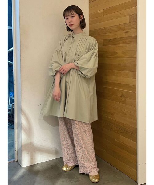 merry jenny（メリージェニー）の「ボリュームスリーブミニワンピース（ワンピース・レディース・ミント/ブラック/オフホワイト・FREE）」の4枚目の写真