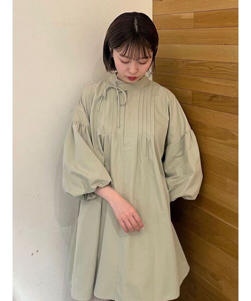 merry jenny（メリージェニー）の「ボリュームスリーブミニワンピース（ワンピース・レディース・ミント/ブラック/オフホワイト・FREE）」の5枚目の写真