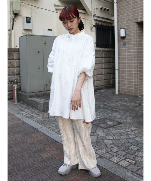 merry jenny（メリージェニー）の「ボリュームスリーブミニワンピース（ワンピース・レディース・ミント/ブラック/オフホワイト・FREE）」の9枚目の写真