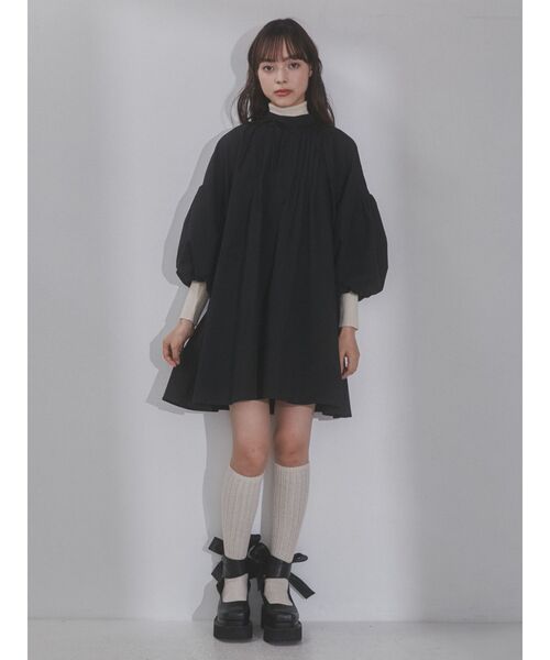 merry jenny（メリージェニー）の「ボリュームスリーブミニワンピース（ワンピース・レディース・ミント/ブラック/オフホワイト・FREE）」の16枚目の写真