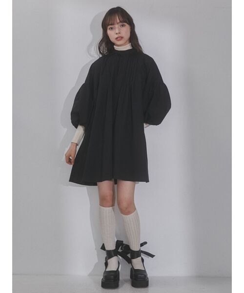 merry jenny（メリージェニー）の「ボリュームスリーブミニワンピース（ワンピース・レディース・ミント/ブラック/オフホワイト・FREE）」の17枚目の写真