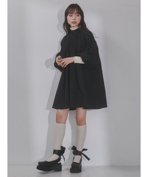 merry jenny（メリージェニー）の「ボリュームスリーブミニワンピース（ワンピース・レディース・ミント/ブラック/オフホワイト・FREE）」の18枚目の写真