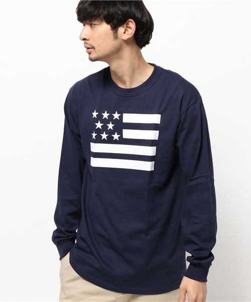 OUTLET(アウトレット)の「【Ciaopanic】星条旗C/Nカットソー(Tシャツ/カットソー・メンズ・ブラック/グレー/ネイビー/ホワイト・LARGE/MEDIUM)」の4枚目の写真