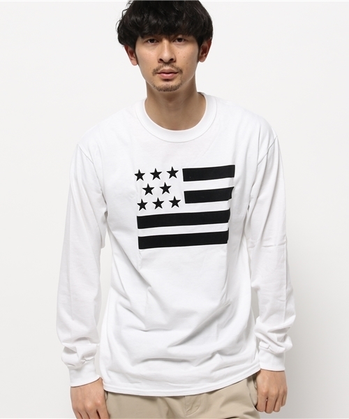 OUTLET(アウトレット)の「【Ciaopanic】星条旗C/Nカットソー(Tシャツ/カットソー・メンズ・ブラック/グレー/ネイビー/ホワイト・LARGE/MEDIUM)」の2枚目の写真