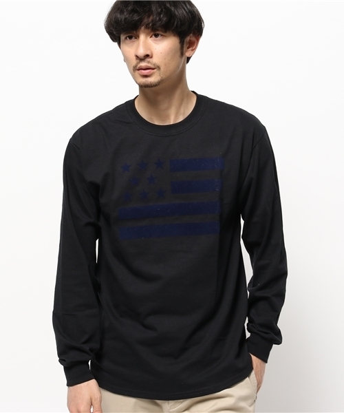 OUTLET(アウトレット)の「【Ciaopanic】星条旗C/Nカットソー(Tシャツ/カットソー・メンズ・ブラック/グレー/ネイビー/ホワイト・LARGE/MEDIUM)」の1枚目の写真