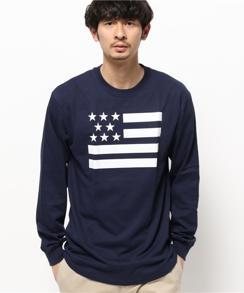OUTLET(アウトレット)の「【Ciaopanic】星条旗C/Nカットソー(Tシャツ/カットソー・メンズ・ブラック/グレー/ネイビー/ホワイト・LARGE/MEDIUM)」の9枚目の写真