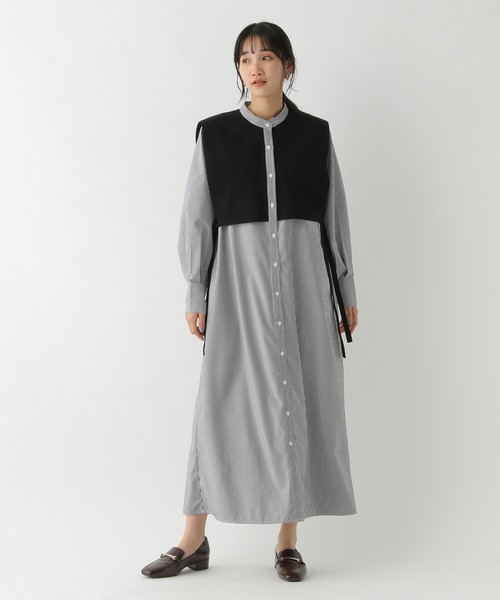 セール】ニット2Pフウストライプワンピース（ワンピース）｜A part by