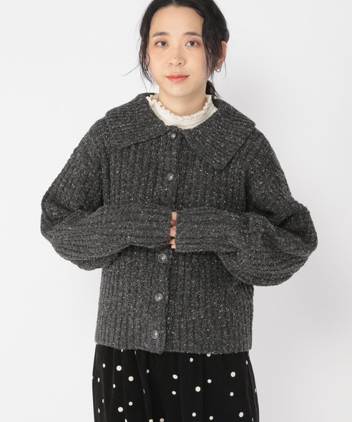 studio CLIP（スタディオクリップ）の「3ゲージネップ襟付きカーディガン（カーディガン/ボレロ・レディース・グレー/チャコール/ブラウン・FREE）」の3枚目の写真