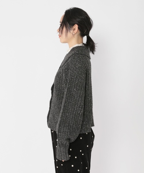 studio CLIP（スタディオクリップ）の「3ゲージネップ襟付きカーディガン（カーディガン/ボレロ・レディース・グレー/チャコール/ブラウン・FREE）」の7枚目の写真