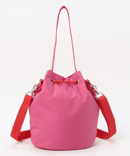 DRAWSTRING BUCKET BAG カラーブロックレッド