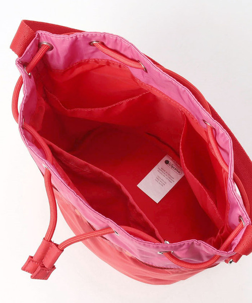 DRAWSTRING BUCKET BAG カラーブロックレッド