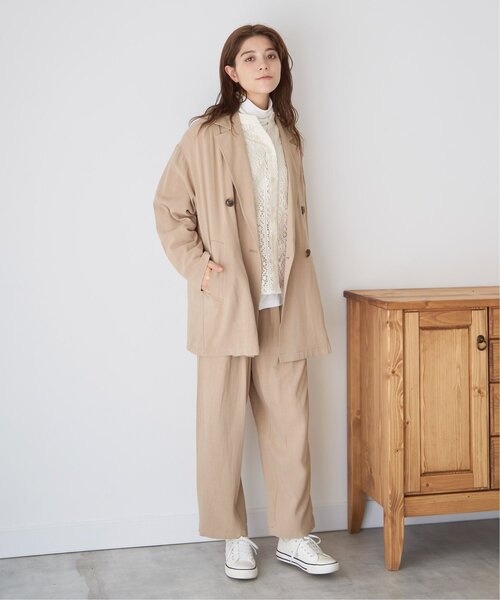 LBC(エルビーシー)の「【セットアップ対応】レーヨン麻ダブルジャケットコート(テーラードジャケット・レディース・ベージュ/ネイビー・M)」の18枚目の写真