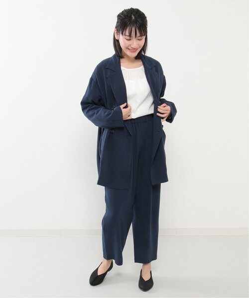 LBC(エルビーシー)の「【セットアップ対応】レーヨン麻ダブルジャケットコート(テーラードジャケット・レディース・ベージュ/ネイビー・M)」の22枚目の写真