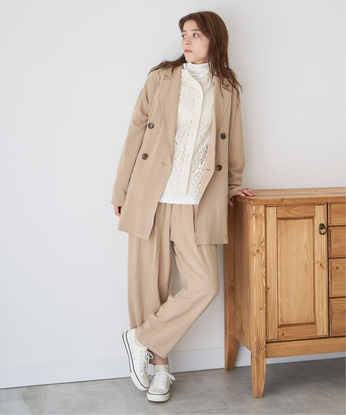 セール】【セットアップ対応】レーヨン麻ダブルジャケットコート