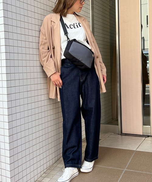 LBC(エルビーシー)の「【セットアップ対応】レーヨン麻ダブルジャケットコート(テーラードジャケット・レディース・ベージュ/ネイビー・M)」の4枚目の写真