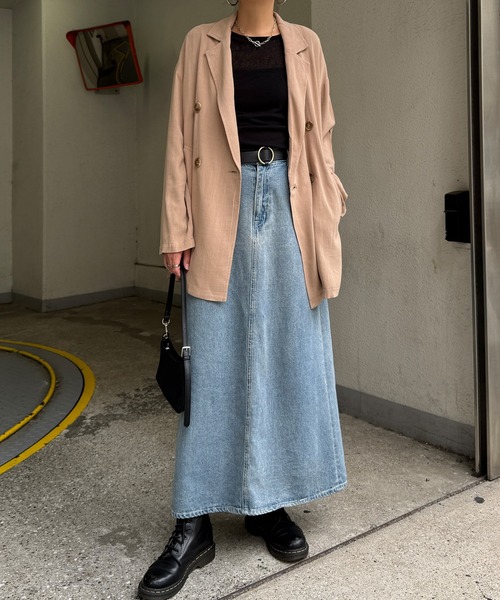 LBC(エルビーシー)の「【セットアップ対応】レーヨン麻ダブルジャケットコート(テーラードジャケット・レディース・ベージュ/ネイビー・M)」の12枚目の写真