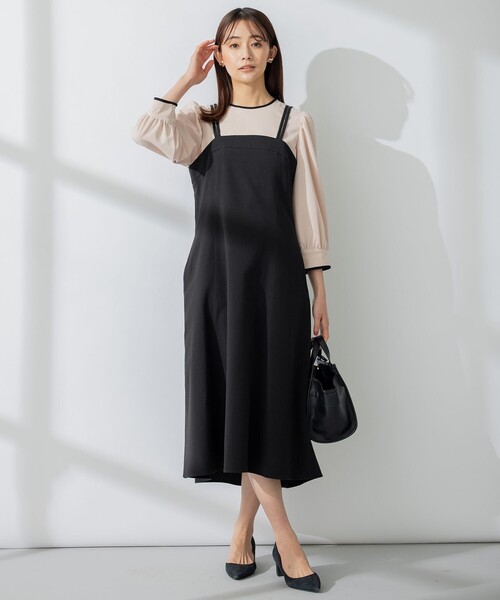 組曲(クミキョク)の「【洗える】バイカラージョーゼットバックリボン ブラウス(Tシャツ/カットソー・レディース・ベージュ系/アイボリー系/ネイビー系・2)」の6枚目の写真