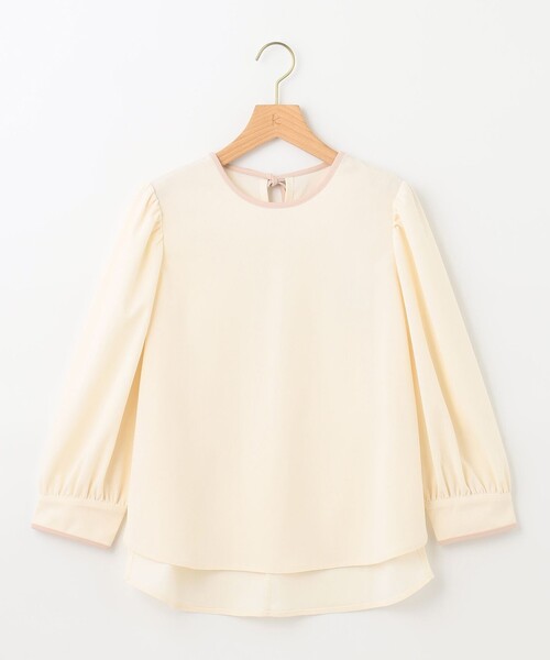 組曲(クミキョク)の「【洗える】バイカラージョーゼットバックリボン ブラウス(Tシャツ/カットソー・レディース・ベージュ系/アイボリー系/ネイビー系・2)」の13枚目の写真