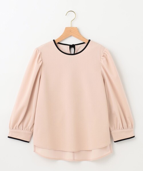 組曲(クミキョク)の「【洗える】バイカラージョーゼットバックリボン ブラウス(Tシャツ/カットソー・レディース・ベージュ系/アイボリー系/ネイビー系・2)」の15枚目の写真