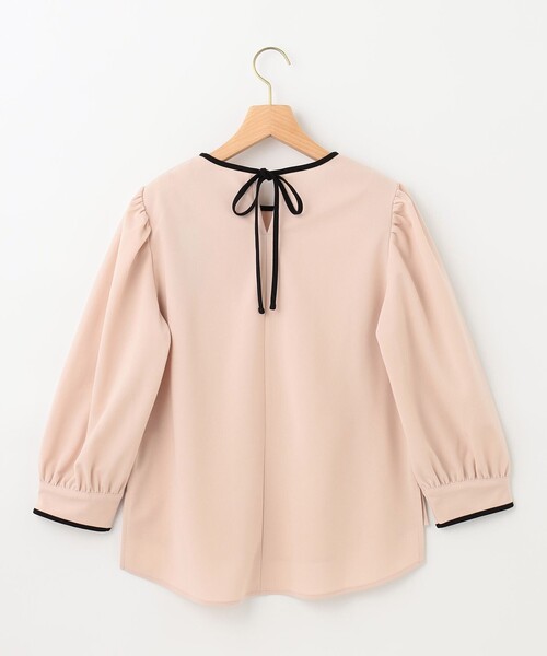組曲(クミキョク)の「【洗える】バイカラージョーゼットバックリボン ブラウス(Tシャツ/カットソー・レディース・ベージュ系/アイボリー系/ネイビー系・2)」の19枚目の写真