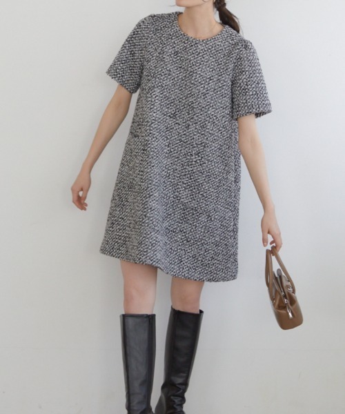 ACYM(アシーム)の「Tweed mini ワンピース(ワンピース・レディース・ブラックミックス/アイボリー・FREE)」の13枚目の写真