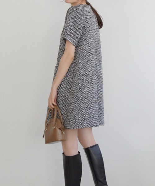 ACYM(アシーム)の「Tweed mini ワンピース(ワンピース・レディース・ブラックミックス/アイボリー・FREE)」の9枚目の写真