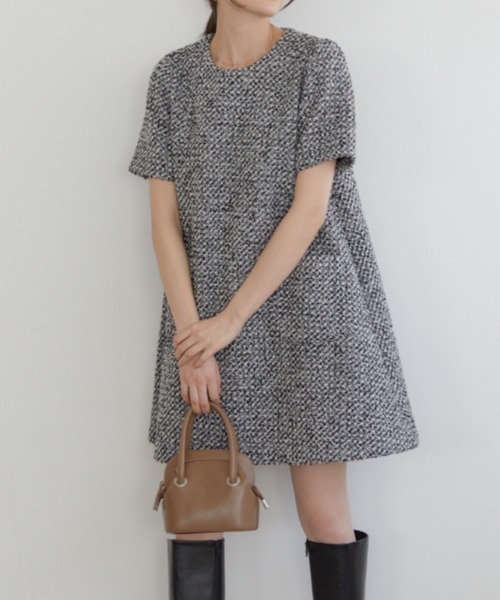 ACYM(アシーム)の「Tweed mini ワンピース(ワンピース・レディース・ブラックミックス/アイボリー・FREE)」の16枚目の写真