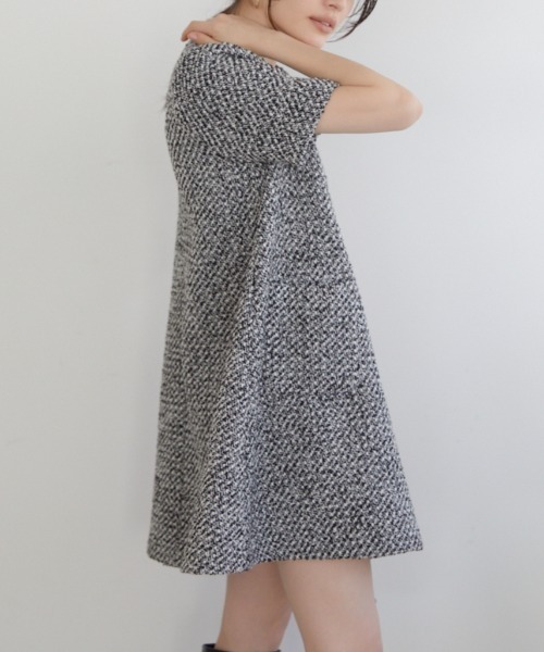 ACYM(アシーム)の「Tweed mini ワンピース(ワンピース・レディース・ブラックミックス/アイボリー・FREE)」の6枚目の写真