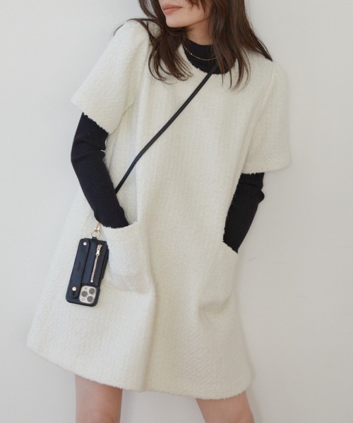ACYM(アシーム)の「Tweed mini ワンピース(ワンピース・レディース・ブラックミックス/アイボリー・FREE)」の14枚目の写真