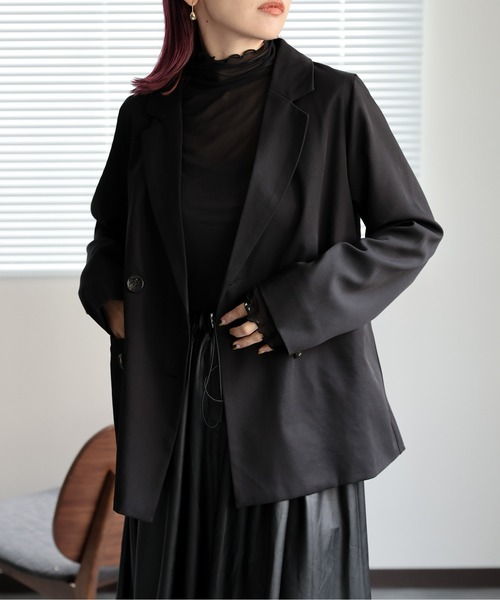 ap retro（アプレトロ）の「ダブルテーラードジャケット（テーラードジャケット・レディース・ネイビー/ブラック系その他/グレー/ブラック/グレイッシュベージュ/ブラック系その他2/ブラウン/チャコール/ネイビー系・FREE/LARGE）」の20枚目の写真