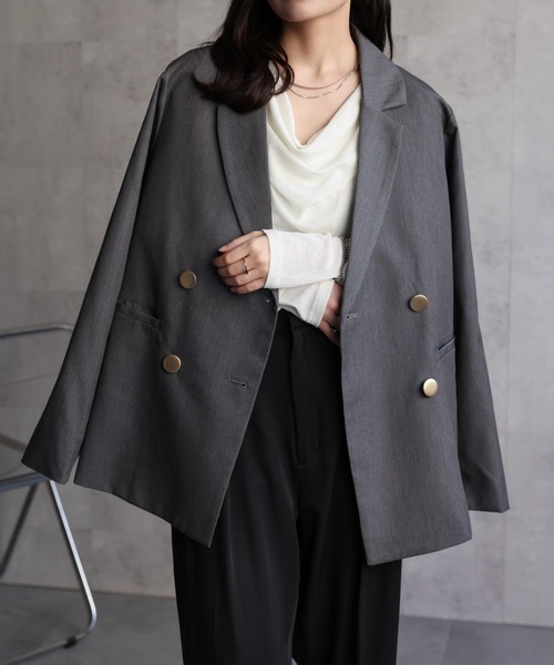 4万円オフ　APSTUDIO　ジャケット　テーラード　グレー　チャコール　日本製 AP STUDIO ジャケット テーラードジャケット ウールシルクジャケット