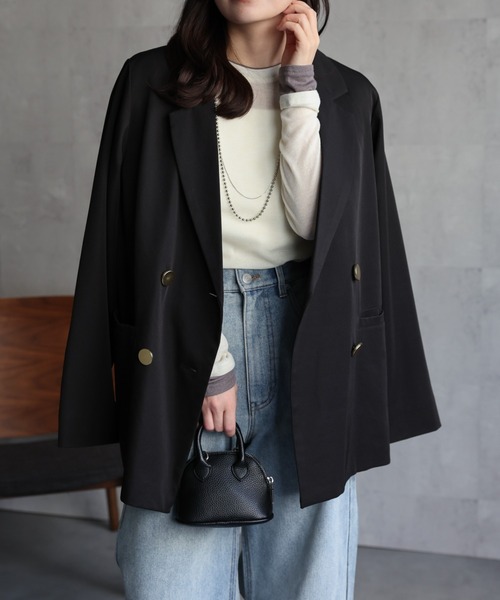 ✨秋冬先取り✨【シルク混 日本製】ロロピアーナ ダブル テーラードジャケット ロロピアーナ ウールシルク混 テーラードジャケット 春夏 ブルー