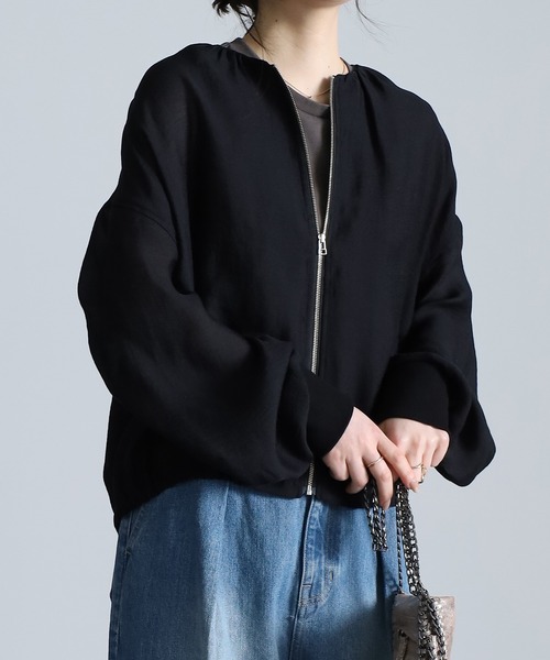 RANAN(ラナン)の「シアー素材ブルゾン(ブルゾン・レディース・ベージュ系その他/ブラック・M/L/LL)」の2枚目の写真