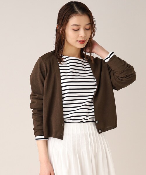 UNTITLED（アンタイトル）の「◆【すっきり見え】深Vネックカーディガン（カーディガン/ボレロ・レディース・グレー系/ネイビー/ホワイト/ダークブラウン・00/02/48/44/04）」の3枚目の写真