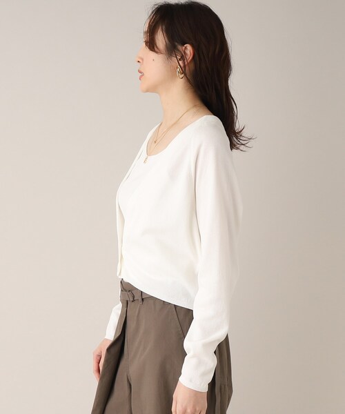 UNTITLED（アンタイトル）の「◆【すっきり見え】深Vネックカーディガン（カーディガン/ボレロ・レディース・グレー系/ネイビー/ホワイト/ダークブラウン・00/02/48/44/04）」の19枚目の写真