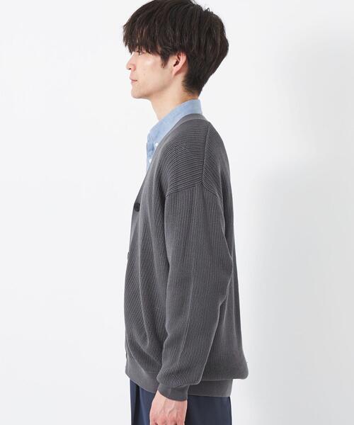 green label relaxing（グリーンレーベルリラクシング）の「コットン/アクリル メッシュ Vネック カーディガン（カーディガン/ボレロ・メンズ・ダークグレー/コバルトブルー・L/M/S/XL）」の5枚目の写真