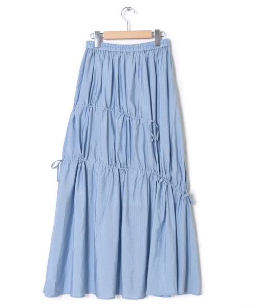 w closet（ダブルクローゼット）の「ドロストギャザースカート（スカート・レディース・オフホワイト/ブルー/ミント・FREE）」の4枚目の写真