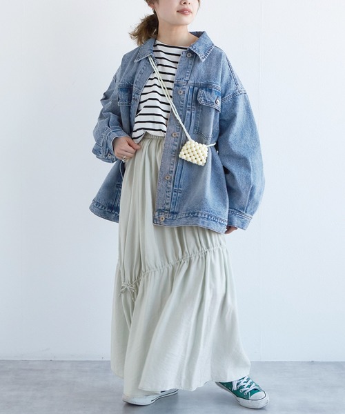 w closet（ダブルクローゼット）の「ドロストギャザースカート（スカート・レディース・オフホワイト/ブルー/ミント・FREE）」の15枚目の写真